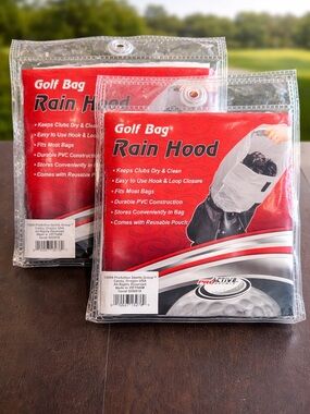 2x Golf Bag Rain Hood - Red and White Packaging